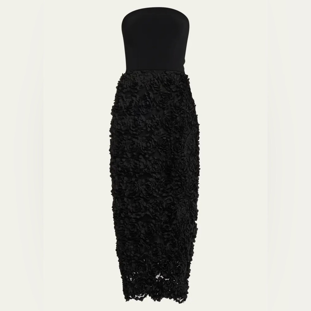 Marchesa Notte Rosette Strapless Midi Dress Women’s Size 4
